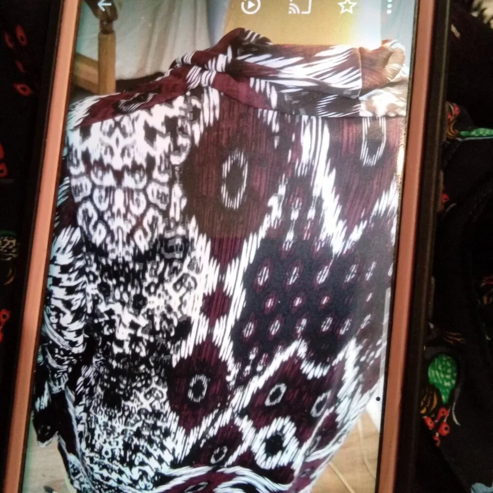 2-$10... Cato XL Burgandy and Black Open Front Waterfall Cardigan